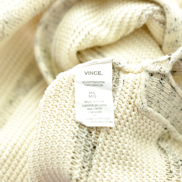 Vince Speckle Stitch Popover Stripe Marled V-Neck Tunic Sweater Womens M/L - Picture 7 of 8
